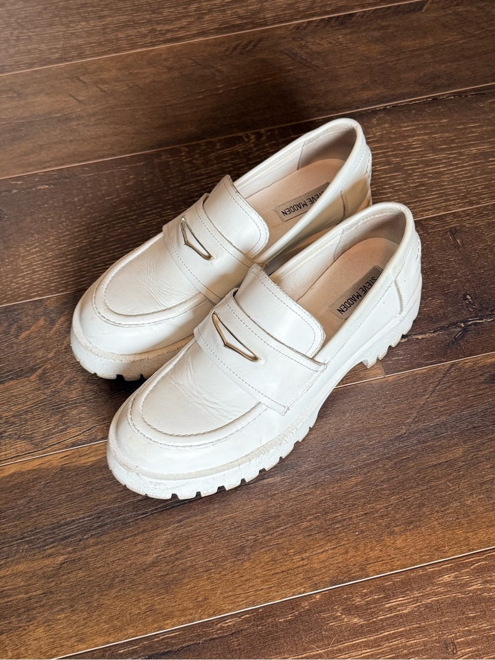 Steve Madden White Chunky Lug Loafer